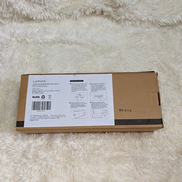 Lunmore Bathroom Organizers Adhesive Bathroom Shelf Storage with Towel Bar Pink - Picture 9 of 10